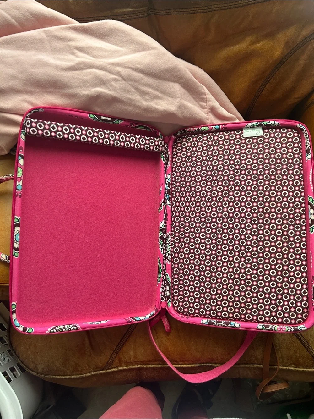Vera Bradley Hot Pink Quilted Floral Laptop Tote VGUC